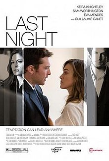 A poster with an image of a man and a woman looking at each other. To the left, there is a black-and-white image of a woman, and to the right is a black-and-white image of a man. The rest of the poster includes the film's title, cast listing, and other information.