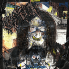 A grungy, messy, graffiti-esque colored sketch of a figure with text in highly stylized letters: "Cold Visions" and "Bladee"