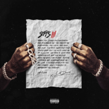 The cover consists of a crumpled letter signed by Lil Durk, presumably held by him. The album title is written in initials and a Roman numeral, colored in black and red respectively.