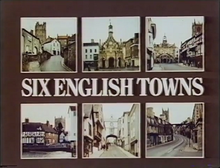 Six photographs of the towns around the title.