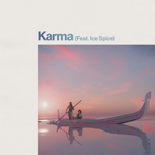 Cover art of "Karma" remix showing Taylor Swift and Ice Spice on a boat