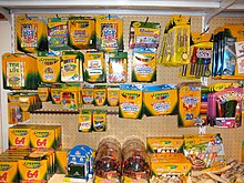 A variety of Crayola products available for sale at a New York City art supply store, July 2009