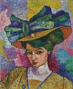 Jean Metzinger, Femme au Chapeau (Woman with a Hat), c.1906, oil on canvas, 44.8 x 36.8 cm, Korban Art Foundation