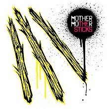 The cover shows a drawing of three yellow sticks. The band's name and album title appear in a black circle on the top right, colored in white and magenta respectively.