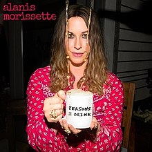 The cover art for Alanis Morissette's single "Reasons I Drink"
