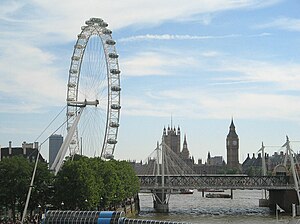 The Palace of Westminster and the London Eye on the River Thames