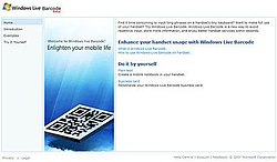 Windows Live Barcode website