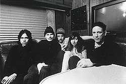 Zwan in 2003. Left to right: David Pajo, Billy Corgan, Matt Sweeney, Paz Lenchantin, and Jimmy Chamberlin