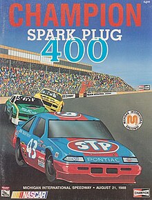 The 1988 Champion Spark Plug 400 program cover, featuring Richard Petty.