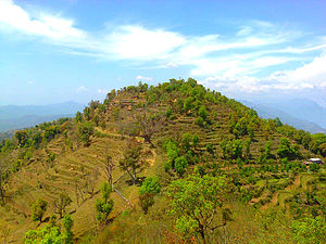 A hilly view of Mirkot.