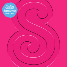 Cover art for "Man I Am": the letter "S" debossed onto a pink background