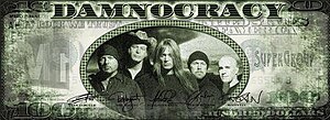 Damnocracy, the heavy metal supergroup - pictured left to right: Evan Seinfeld, Ted Nugent, Sebastian Bach, Jason Bonham, and Scott Ian