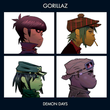 The members of Gorillaz. From top left to bottom right, Murdoc, 2D, Noodle and Russel.