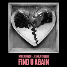 A metal chained heart is ripped from the centre, inside a square marble box surrounded by a black background. The song's title and artists are displayed underneath in light pink text.