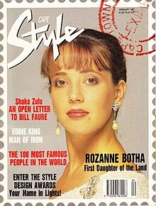 Botha on the cover of Style, February 1987