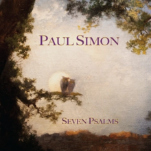 A painting of two owls on a tree branch in an early-morning scene, with the artist name and title superimposed in purple text