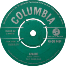 One of A-side labels of UK single