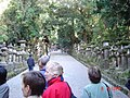 Path leading up to the shrine, braced by rows of stone lanterns