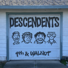 The album's cover depicts caricatures of the band members, an exception being the band's Milo character, spray-painted on a blue warehouse. Above the drawing is the band's name "DESCENDENTS" and below is the name "9th and Walnut".