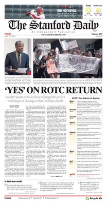 Front page of The Stanford Daily for April 29, 2011.