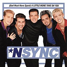 Members of NSYNC huddling each other in front of a white background. The song's title is displayed below.