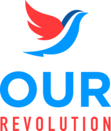 Official logo depicting right-facing bird above organization name in all capital letters, all in two shades of blue and one of red