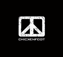 The Chickenfoot logo which resembles the peace sign in a square rather than a circle