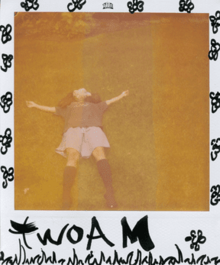 Cover art for "TwoAM": a Polaroid picture of SZA lying on an empty field, with grass and flowers drawn on the frame