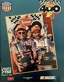 The 1992 Tyson Holly Farms 400 program cover, featuring Dale Earnhardt.