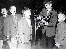 The Rattlesnakes in Manchester, early 1958, from left to right: Paul Frost, Kenny Horrocks, Maurice, Barry and Robin Gibb.