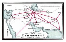 نقشه مسیرهای پروازی شرکت هواپیمائی ایران، پاییز ۱۳۳۶