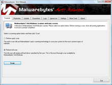 محیط کاربری Malwarebytes' Anti-Malware version ۱٫۳۵