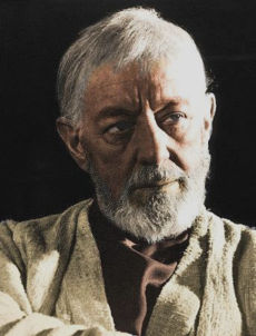 Alec Guinness esitti iäkästä Obi-Wan Kenobia elokuvassa Star Wars: Episodi IV – Uusi toivo.