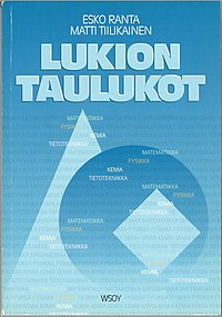 Kuva kirjan viidennestä painoksesta (Lukion taulukot: matematiikka fysiikka kemia, tietotekniikka).