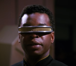 Geordi La Forge Uusi sukupovi -sarjan kolmannella tuotantokaudella.