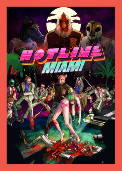 Niklas Åkerbladin tekemä Hotline Miami -kansitaide