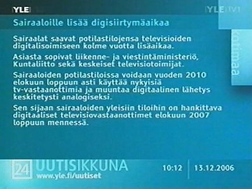 Uutisikkuna joulukuulta 2006.