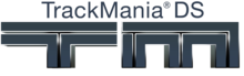 TrackMania DS est écrit en lettres grises, ainsi que les lettres T et M