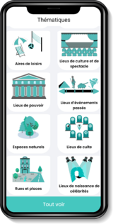 Capture d’écran montrant des images de thèmes de l’application.