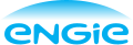 Logo d'Engie depuis le 24 avril 2015 : nom en typographie bleu cyan accompagné d'un soleil levant[27].