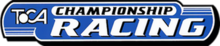 Logo de TOCA Championship Racing, sur fond bleu écrit en lettres blanches et noires