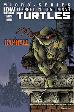 רפאל, כפי שהופיע על עטיפת החוברת TMNT Micro-Series #1: Raphael. אמנות מאת פרנקו אורו