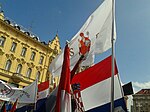 Prosvjedni skup Ne ćirilici u Hrvatskoj na Trgu bana Jelačića u Zagrebu