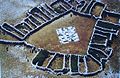 Mozaik od 98 grafika vodoravno položenih u toru za ovce, Veli Mrgar, Jurandvor,Baška na otoku Krku, 1999.