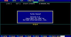 Turbo Pascal 4.0 (1987) startup screen.