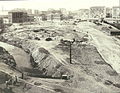 Il cantiere per la costruzione del parco nel 1932, visto da sud a nord. In primo piano l'Olona