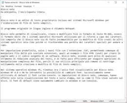 Schermata del Blocco Note fino a Windows 10