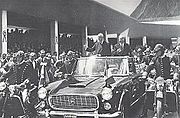 Il Presidente della Repubblica Italiana Giuseppe Saragat e Il Presidente della Repubblica Francese Charles De Gaulle alla inaugurazione del Traforo del Monte Bianco (16 luglio 1965)