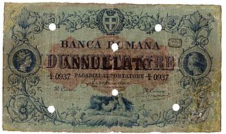 Banconota da 200 lire con la stampigliatura di annullamento