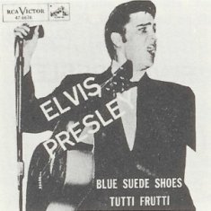 Обложка сингла Элвиса Пресли «Blue Suede Shoes» (1956)